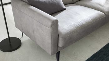Ecksofa Interliving aus Leder in Hellgrau Interliving Sofa Serie 4004 - Ecksofa hellgraues Longlife-Leder Z69-22 - Stellfläche ca. 276 x 170 cm