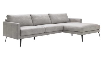Ecksofa Interliving aus Leder in Hellgrau Interliving Sofa Serie 4004 - Ecksofa hellgraues Longlife-Leder Z69-22 - Stellfläche ca. 276 x 170 cm