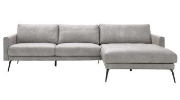 Ecksofa Interliving aus Leder in Hellgrau Interliving Sofa Serie 4004 - Ecksofa hellgraues Longlife-Leder Z69-22 - Stellfläche ca. 276 x 170 cm