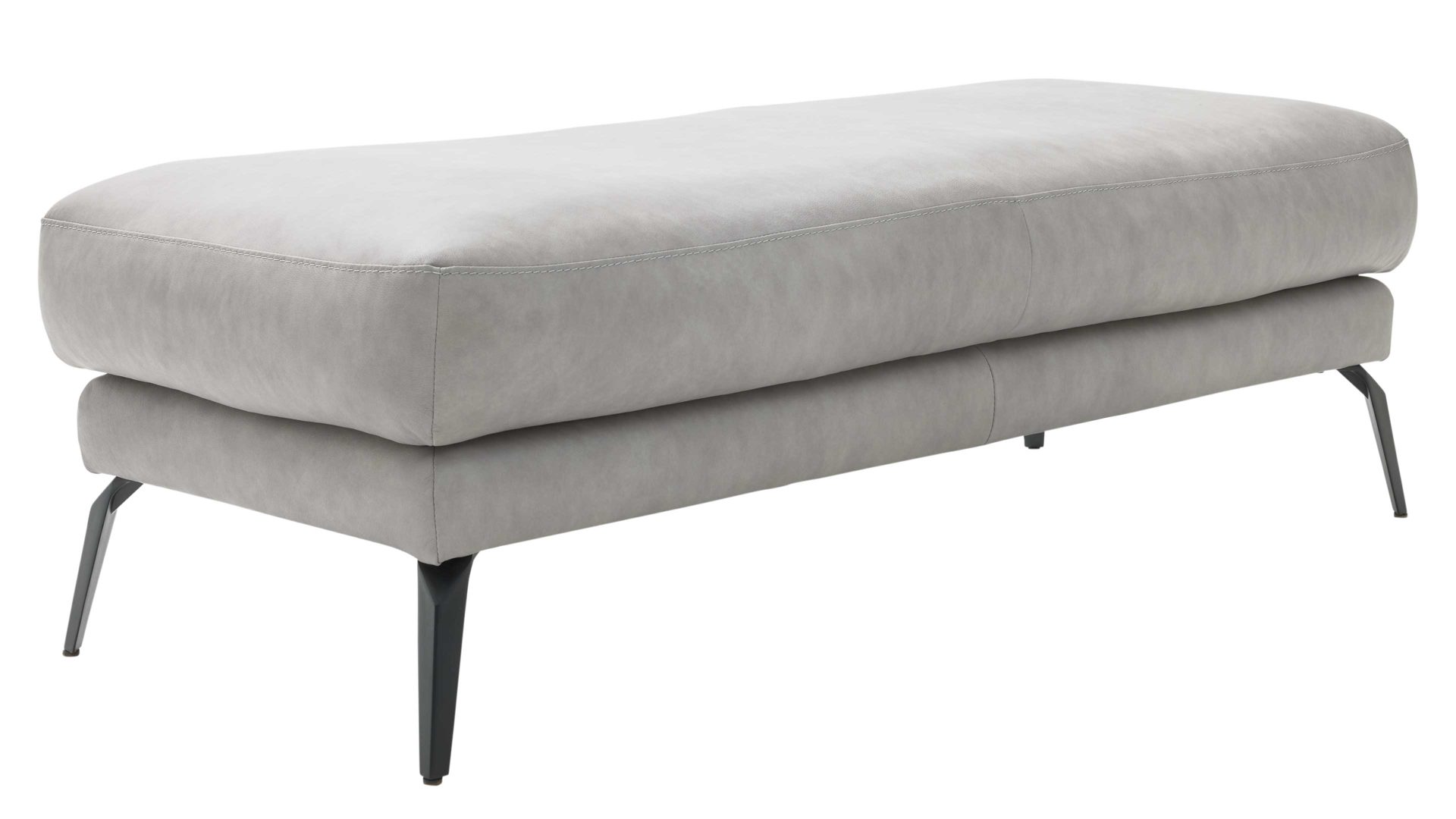 Polsterhocker Interliving aus Leder in Hellgrau Interliving Sofa Serie 4004 - XXL-Hocker hellgraues LongLife-Leder Z69.22 - ca. 140 x 60 cm
