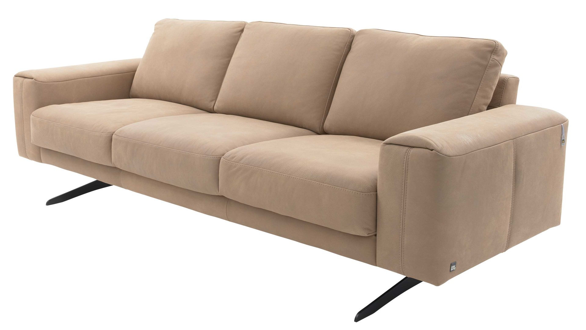 Dreisitzer Interliving aus Leder in Beige Interliving Sofa Serie 4004 - Dreisitzer sandfarbenes LongLife-Leder Z78-49 - Länge ca. 222 cm