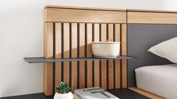 Paneel Interliving aus Holz in Holzfarben Interliving Schlafzimmer Serie 1029 – Aufsatzpaneel links - Wildeiche & Graphit