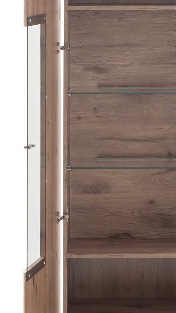 Vitrine Mca furniture aus Holz in Holzfarben Wohnprogramm Prato - Vitrine Viking Oak, eine Tür - ca. 60 x 199 cm