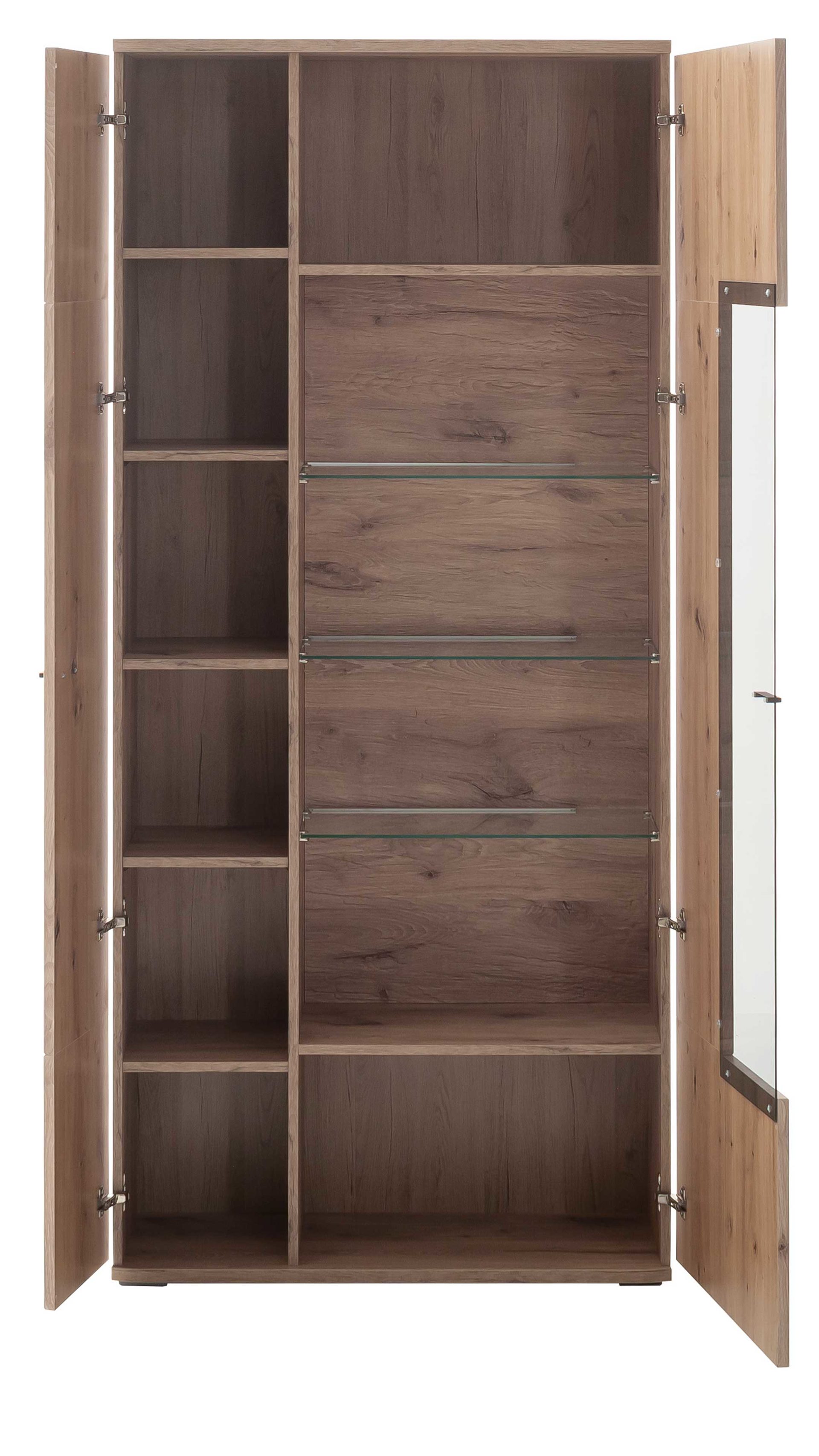 Vitrine Mca furniture aus Holz in Holzfarben Wohnprogramm Prato - Kombivitrine Viking Oak, zwei Türen - Höhe ca. 199 cm