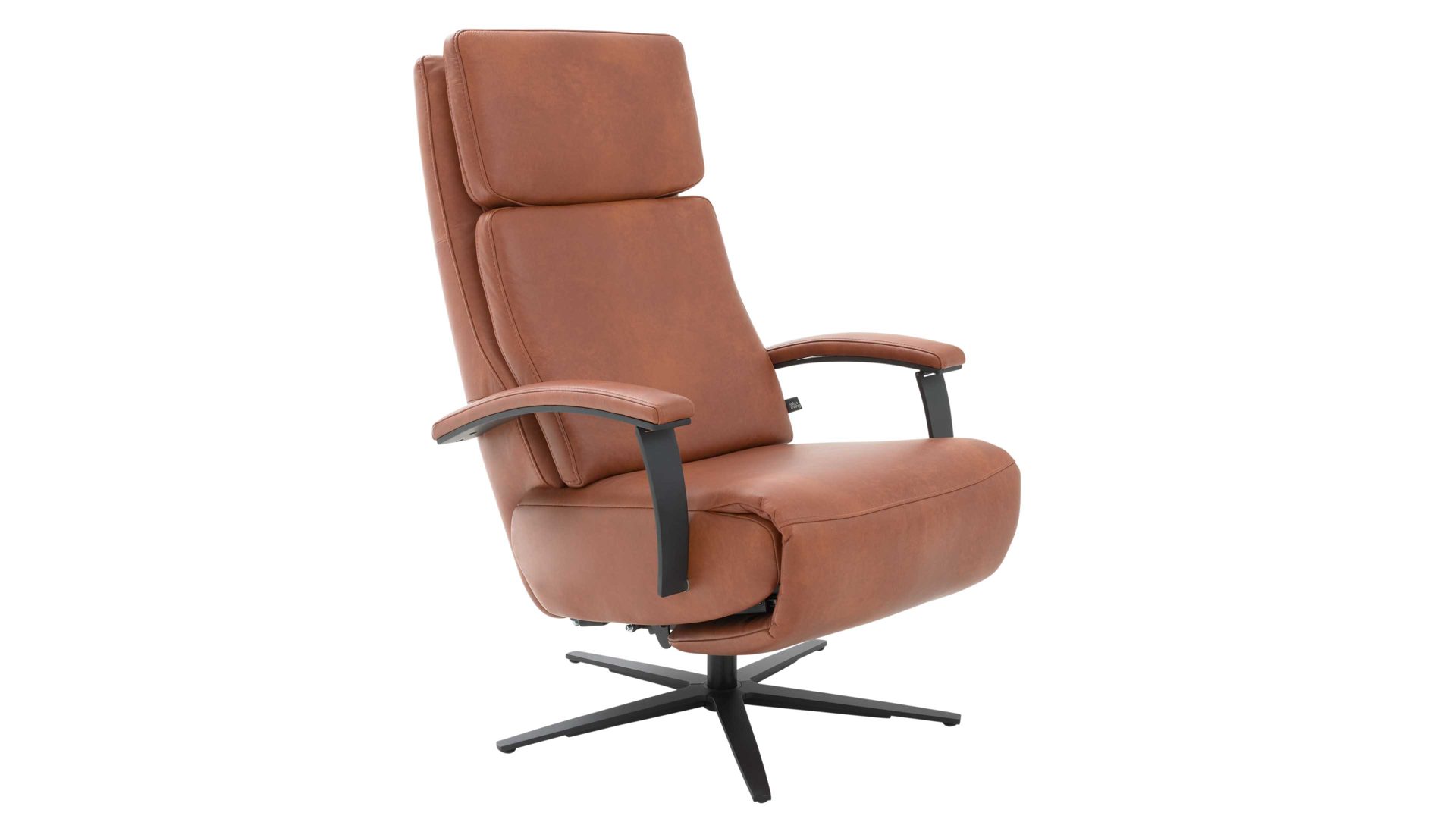 Relaxsessel Interliving aus Leder in Hellbraun Interliving Sofa Serie 4541 – Relaxsessel manuell - cognacfarbenes LongLife-Leder Cloudy & Sternfuß V4S