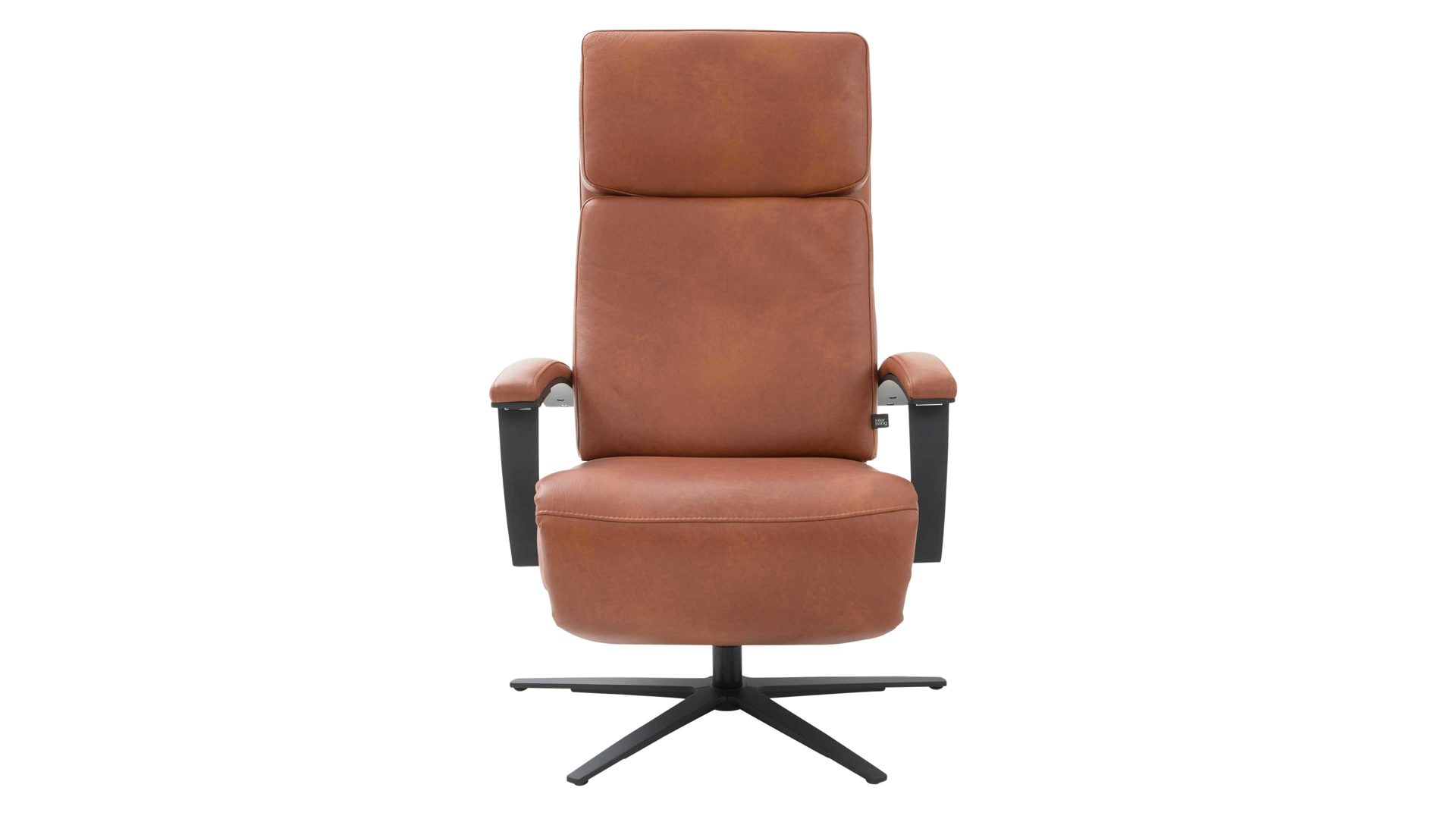 Relaxsessel Interliving aus Leder in Hellbraun Interliving Sofa Serie 4541 – Relaxsessel manuell - cognacfarbenes LongLife-Leder Cloudy & Sternfuß V4S