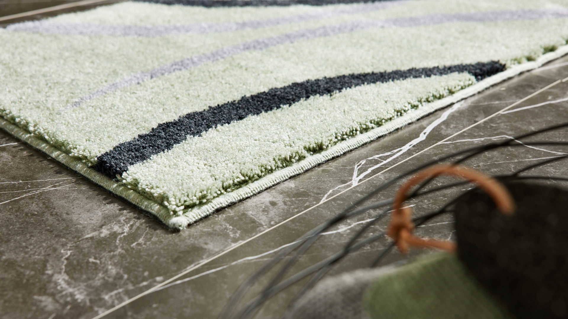 Badematte / Badeteppich Interliving aus Kunstfaser in Hellgrün Interliving Badteppich Serie 9111 jadefarben gemustert - ca. 65 x 115 cm