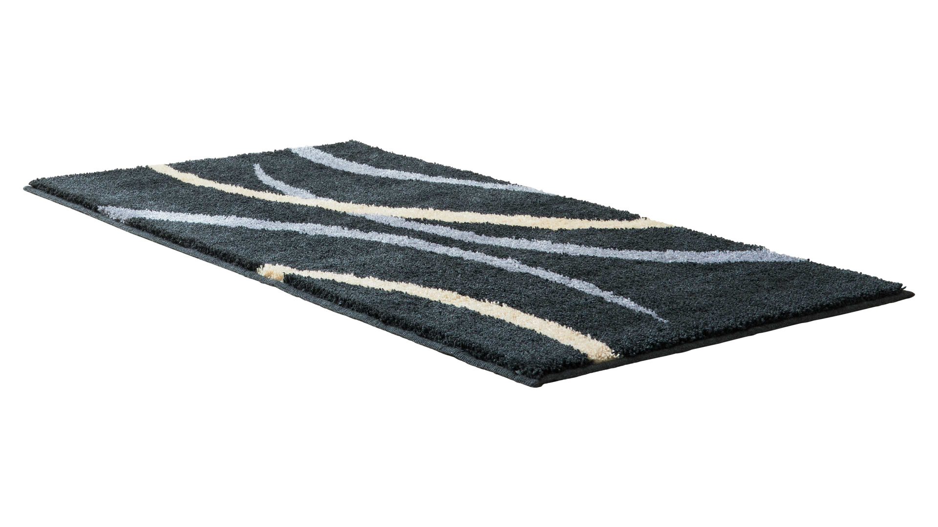 Badematte / Badeteppich Interliving aus Kunstfaser in Anthrazit Interliving Badteppich Serie 9111 anthrazitfarben gemustert - ca. 65 x 115 cm