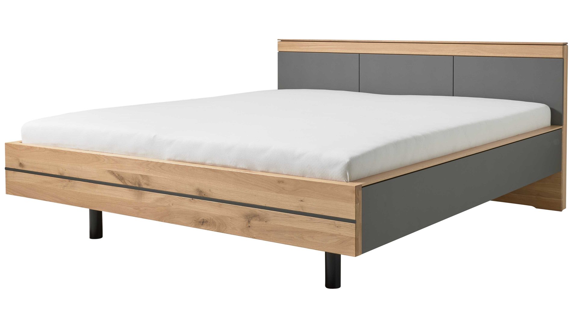 Bettgestell Interliving aus Holz in Holzfarben Interliving Schlafzimmer Serie 1029 – Bettgestell Wildeiche & Graphit - Liegefläche ca. 180 x 200 cm