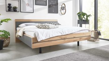 Bettgestell Interliving aus Holz in Holzfarben Interliving Schlafzimmer Serie 1029 – Bettgestell Wildeiche & Graphit - Liegefläche ca. 180 x 200 cm