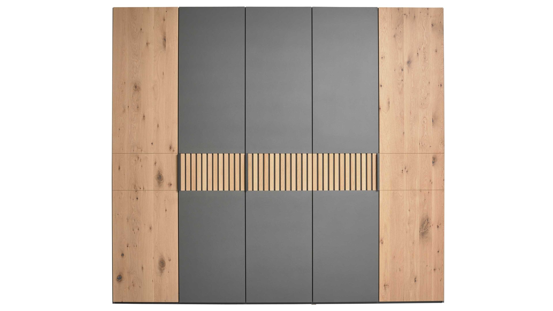 Kleiderschrank Interliving aus Holz in Holzfarben Interliving Schlafzimmer Serie 1029 – Kleiderschrank Wildeiche & Graphit - fünftürig, Breite ca. 249 cm