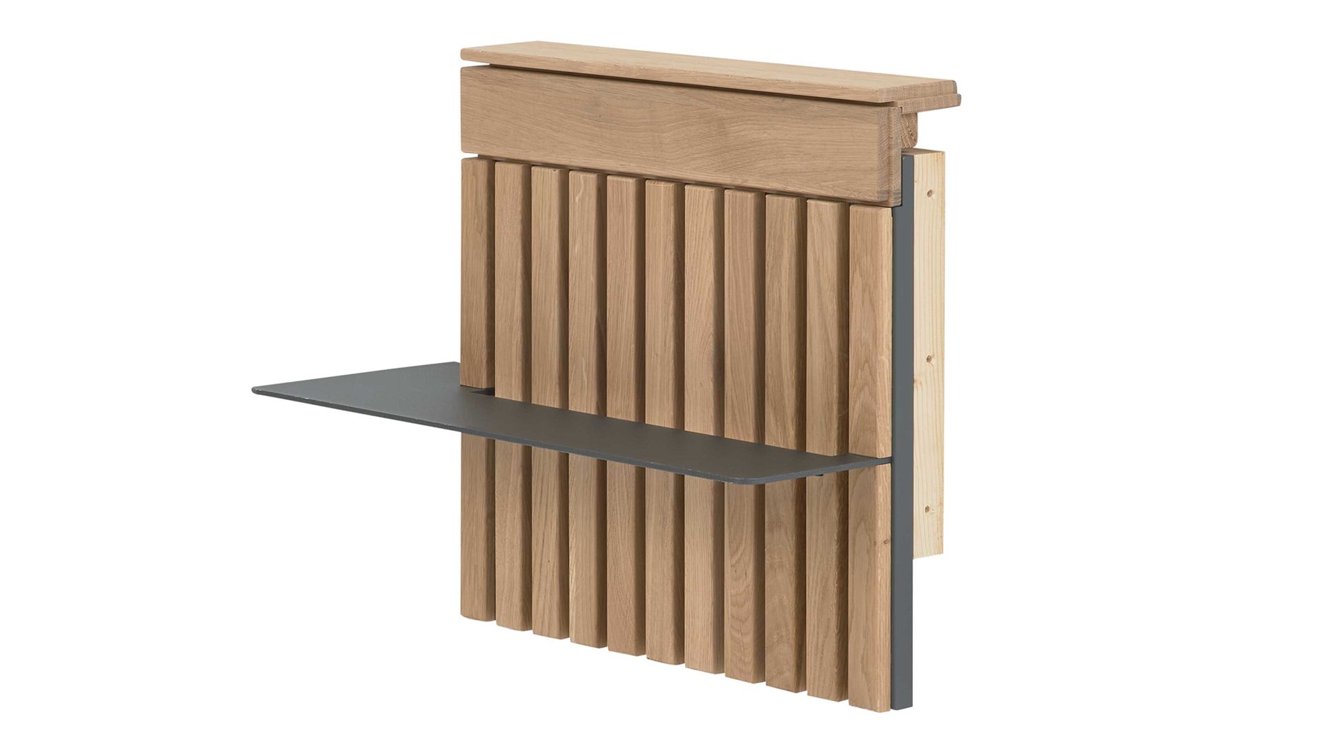 Paneel Interliving aus Holz in Holzfarben Interliving Schlafzimmer Serie 1029 – Aufsatzpaneel links - Wildeiche & Graphit