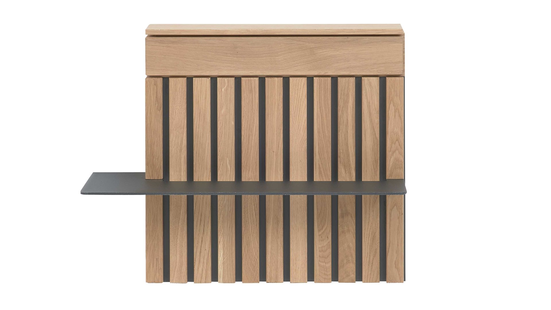 Paneel Interliving aus Holz in Holzfarben Interliving Schlafzimmer Serie 1029 – Aufsatzpaneel links - Wildeiche & Graphit