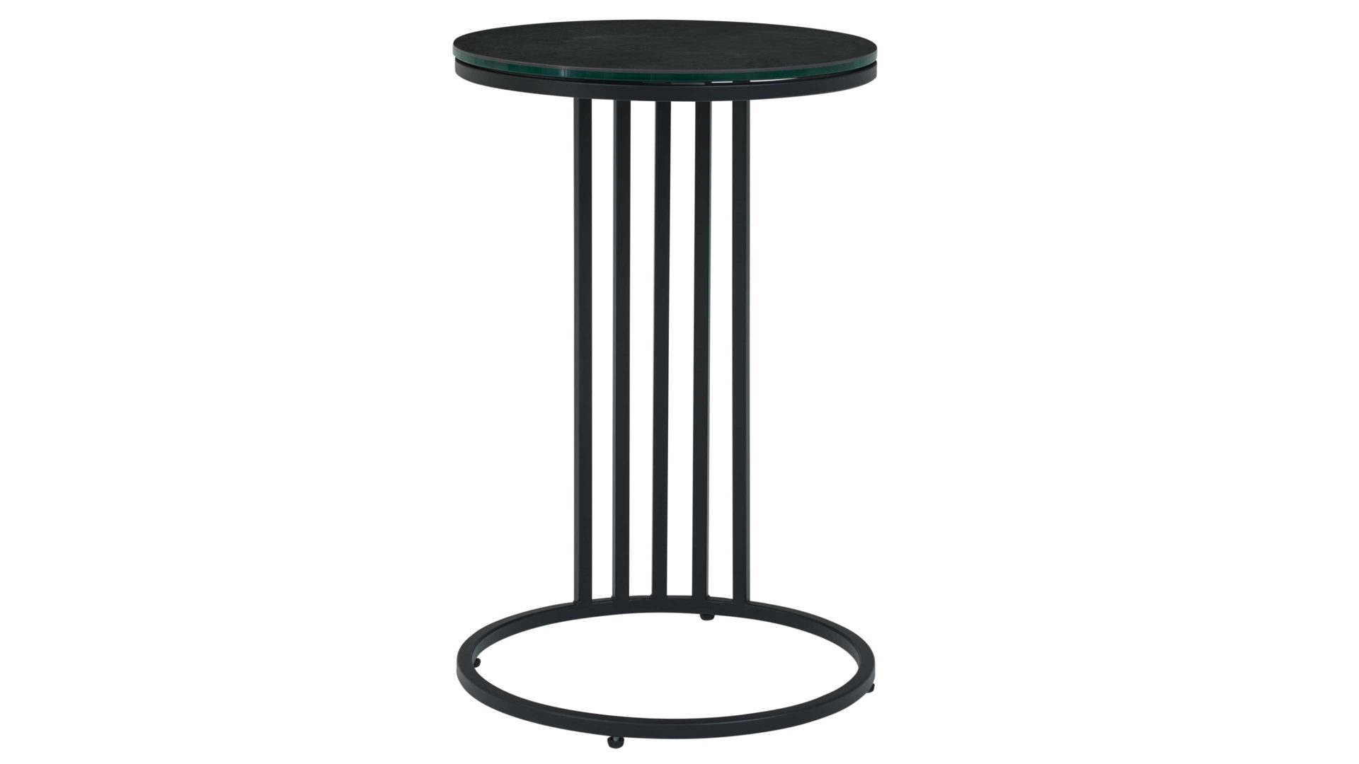 Beistelltisch Interliving aus Keramik in Dunkelgrau Interliving Couchtisch Serie 6220 - Beistelltisch titanfarbene Keramik & schwarzer Stahl &  - Durchmesser ca. 40 cm