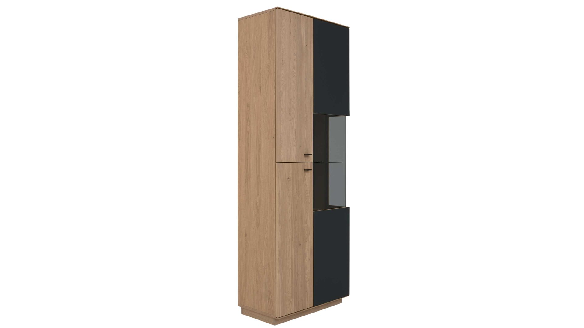 Wohnwand Interliving aus Holz in Holzfarben Interliving Wohnzimmer Serie 2025 - Wohnwand 82 Wildeiche, Anthrazit & Kork - vierteilig, Breite ca. 325 cm