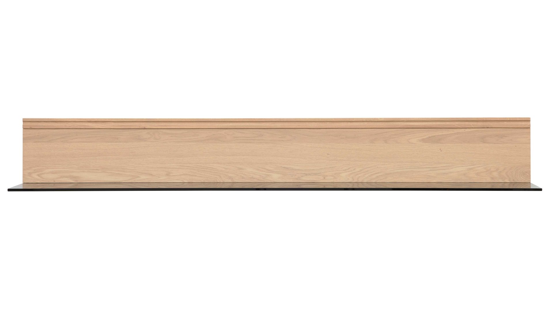Wandregal Interliving aus Holz in Holzfarben Interliving Wohnzimmer Serie 2025 - Wandregal 40 Wildeiche & Parsolglas - Länge ca. 150 cm