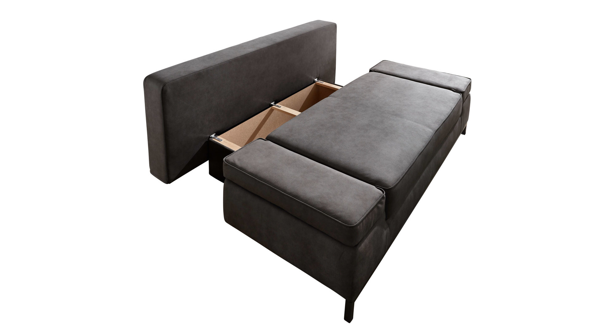 Schlafsofa Sun garden | 162739 aus Stoff in Anthrazit Schlafsofa Jarny anthrazitfarbener Webstoff & schwarze Metallfüße