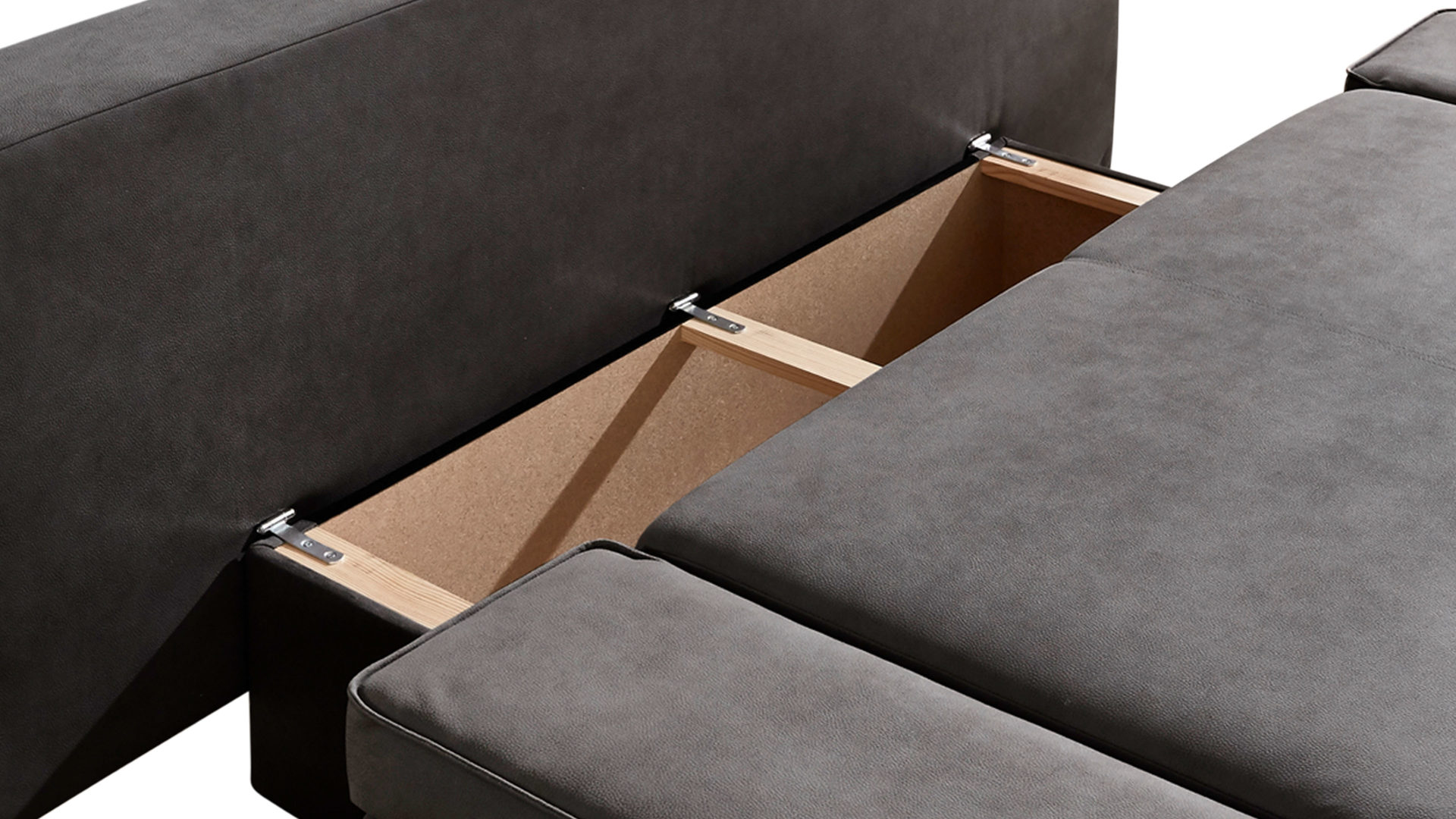 Schlafsofa Sun garden | 162739 aus Stoff in Anthrazit Schlafsofa Jarny anthrazitfarbener Webstoff & schwarze Metallfüße