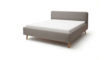 Bettgestell Meise.möbel aus Stoff in Taupe Polsterbettgestell Mattis taupefarbenes Flachgewebe Aspen 23 & Holzfüße - Liegefläche ca. 180 x 200 cm