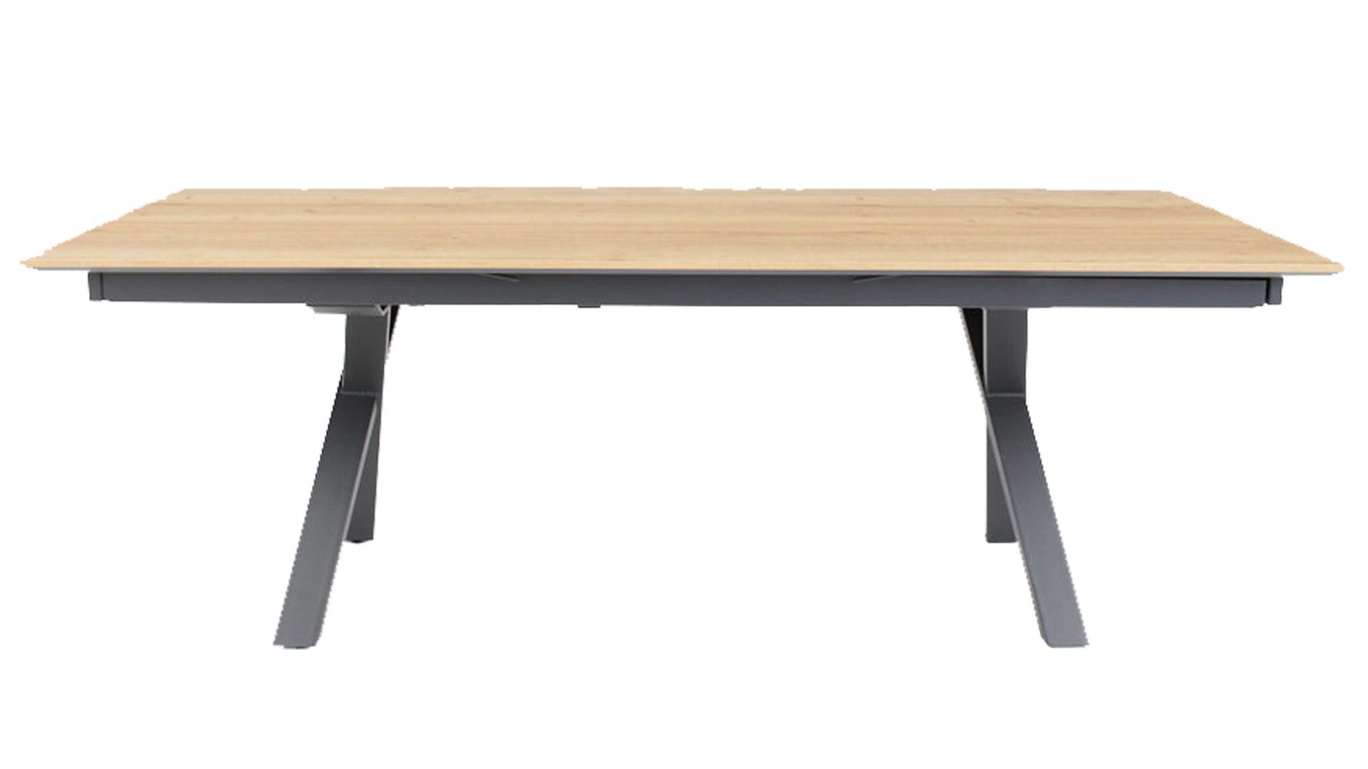 Esstisch Interliving aus Holz in Holzfarben Interliving Esszimmer Serie 5112 - Esstisch goldbraune Halifax Eiche & anthrazitfarbenes Metall - ca. 220 x 100 cm