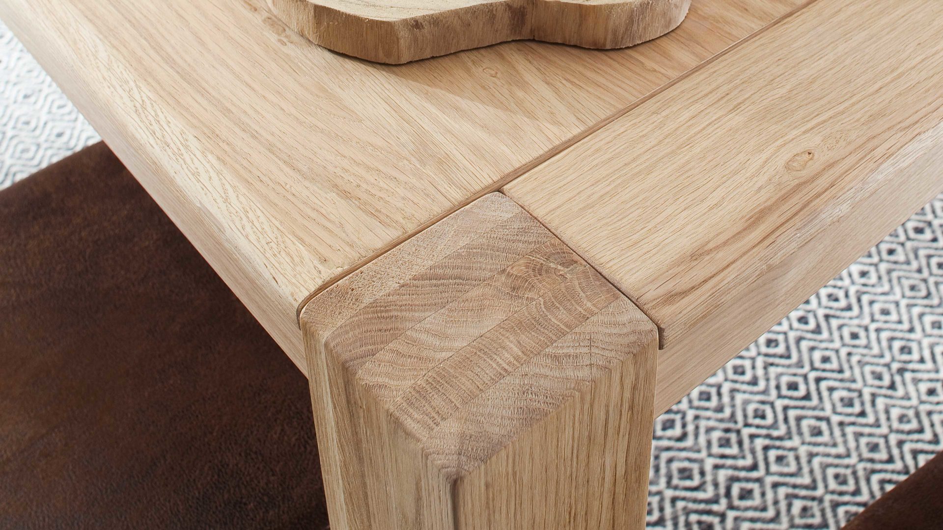 Auszugtisch Mca furniture aus Holz in Holzfarben Wohnprogramm Bologna - Ausziehtisch biancofarbenes Eichenholz – ca. 180 - 230 x 90 cm