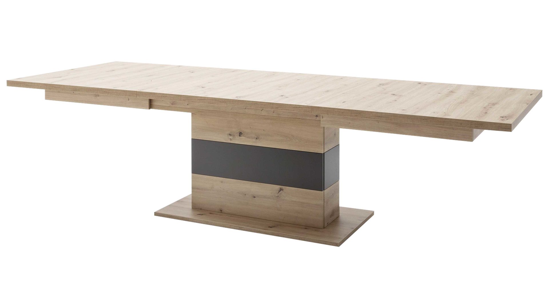 Auszugtisch Mca furniture aus Holz in Anthrazit Wohnprogramm Meran - Auszugtisch Meran Balkeneiche & Anthrazit - ca. 180-280 x 100 cm