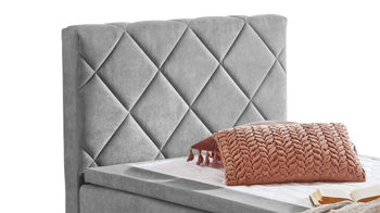 Boxspringbett Sun garden | 162739 aus Stoff in Grau Boxspringbett Jeff silberfarbener Bezug 50343-720 – Liegefläche ca. 120 x 200 cm