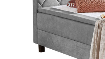 Boxspringbett Sun garden | 162739 aus Stoff in Grau Boxspringbett Jeff silberfarbener Bezug 50343-720 – Liegefläche ca. 120 x 200 cm