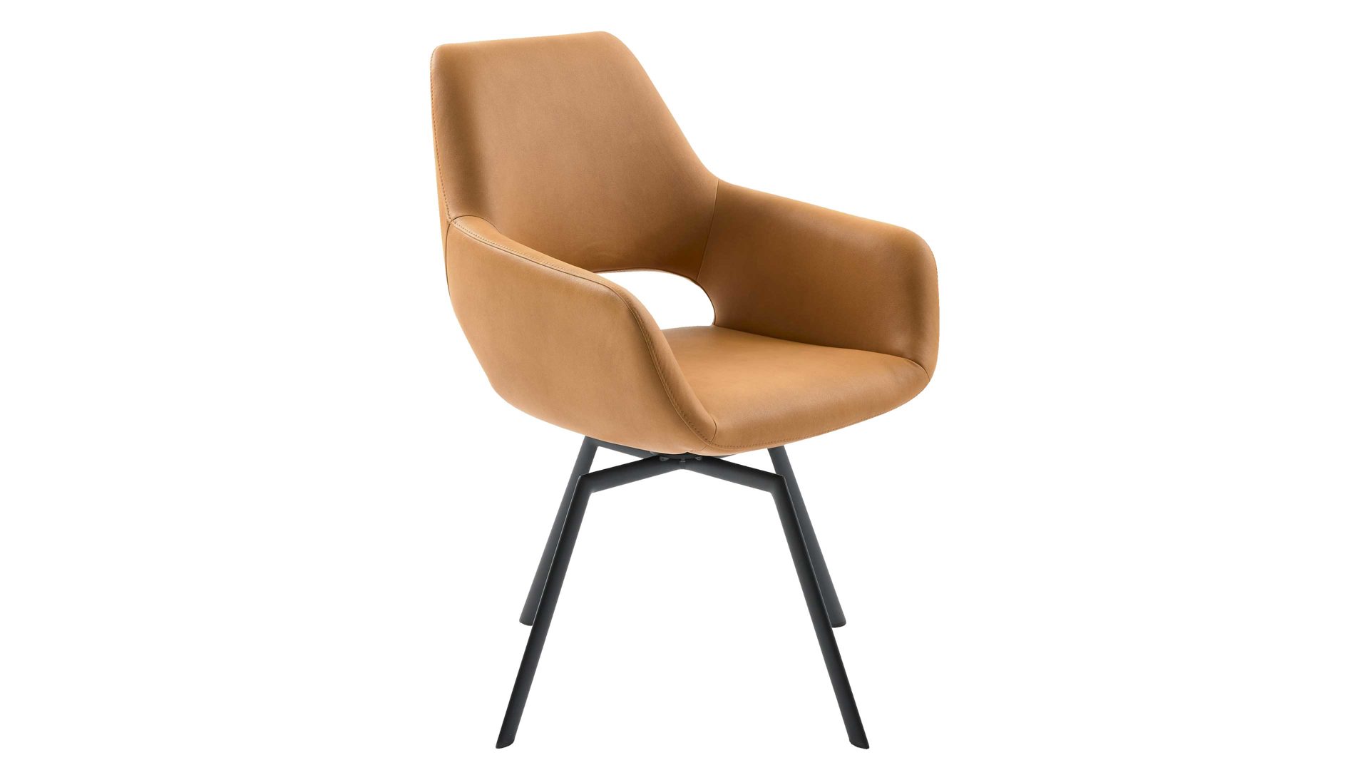 Polsterstuhl Interliving aus Kunstfaser in Orange Interliving Esszimmer Serie 5112 - Schalenstuhl V232 kurkumafarbene Mikrofaser Gavin A3 & anthrazitfarbenes Metall