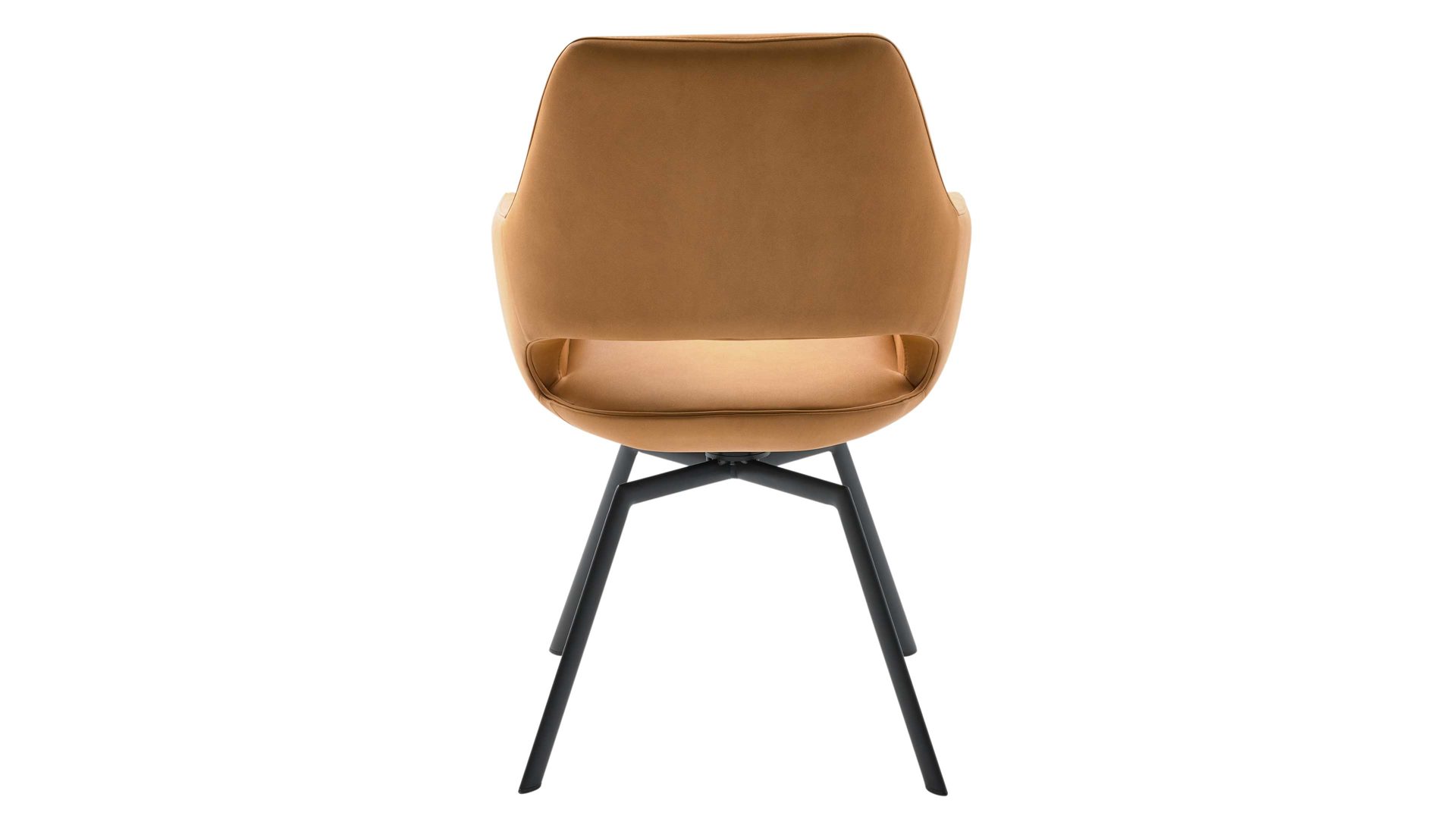 Polsterstuhl Interliving aus Kunstfaser in Orange Interliving Esszimmer Serie 5112 - Schalenstuhl kurkumafarbene Mikrofaser Gavin A3 & anthrazitfarbenes Metall