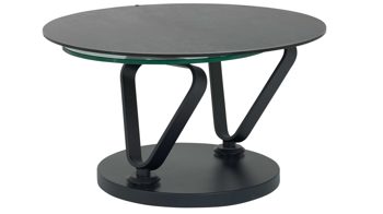 Couchtisch Interliving aus Keramik in Hellgrau Interliving Couchtisch Serie 6218 - Funktionscouchtisch silbergraue Keramik & schwarzer Stahl - Durchmesser ca. 75 cm