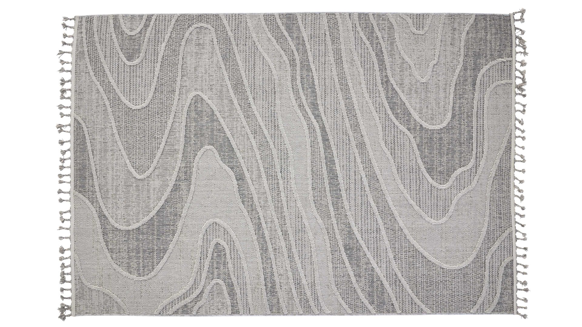 Outdoor-Teppich Interliving aus Kunstfaser in Grau Interliving Teppich Serie G-8020 - Outdoor-Teppich graues Linienmuster - ca. 133 x 190 cm