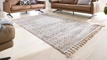 Webteppich Interliving aus Kunstfaser in Beige Interliving Teppich Serie G-8030 beiges Vintagemuster - ca. 67 x 130 cm