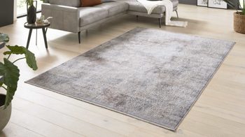 Webteppich Interliving aus Mischgewebe in Dunkelgrau Interliving Teppich Serie G-8050 graubraunes Vintagemuster - ca. 67 x 130 cm