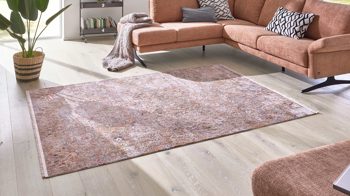 Webteppich Interliving aus Kunstfaser in Beige Interliving Teppich Serie G-8070 mehrfarbiges Vintagemuster - ca. 67 x 130 cm