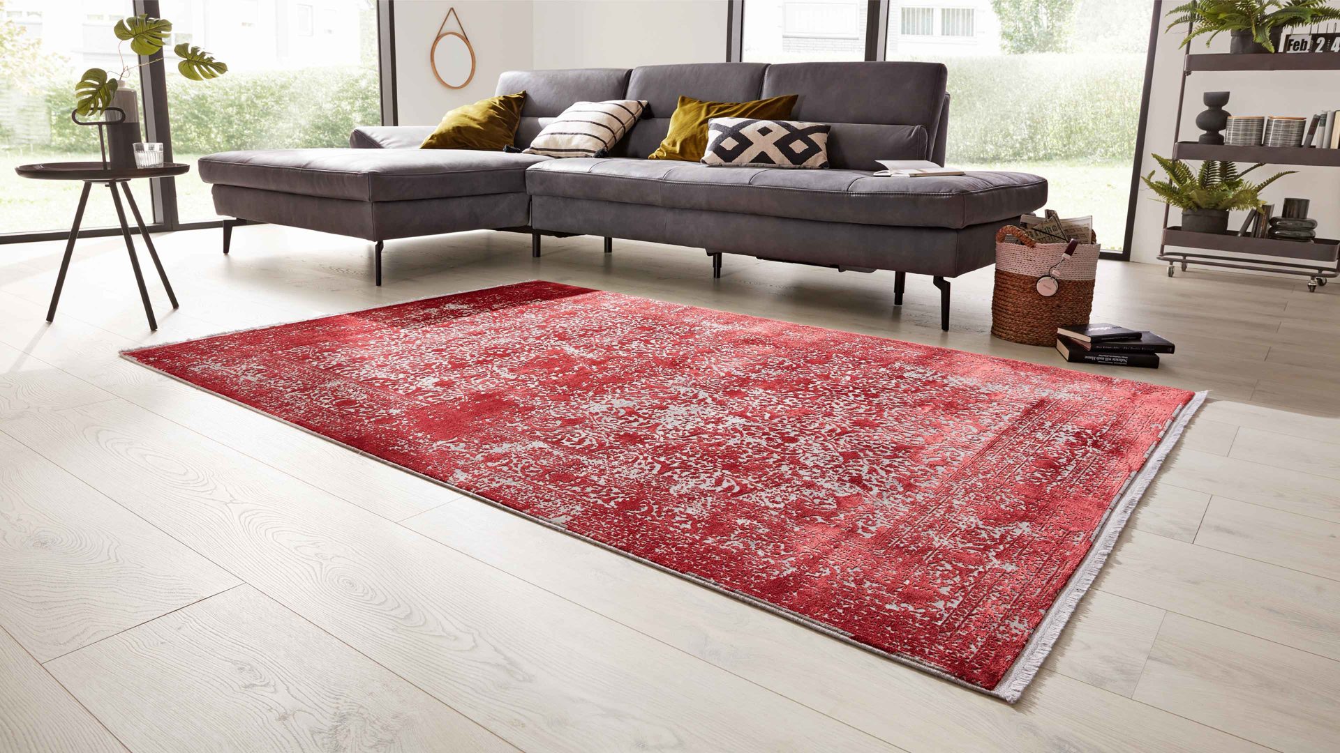 Webteppich Interliving aus Mischgewebe in Rot Interliving Teppich Serie L-8710 Rot – ca. 67 x 130 cm