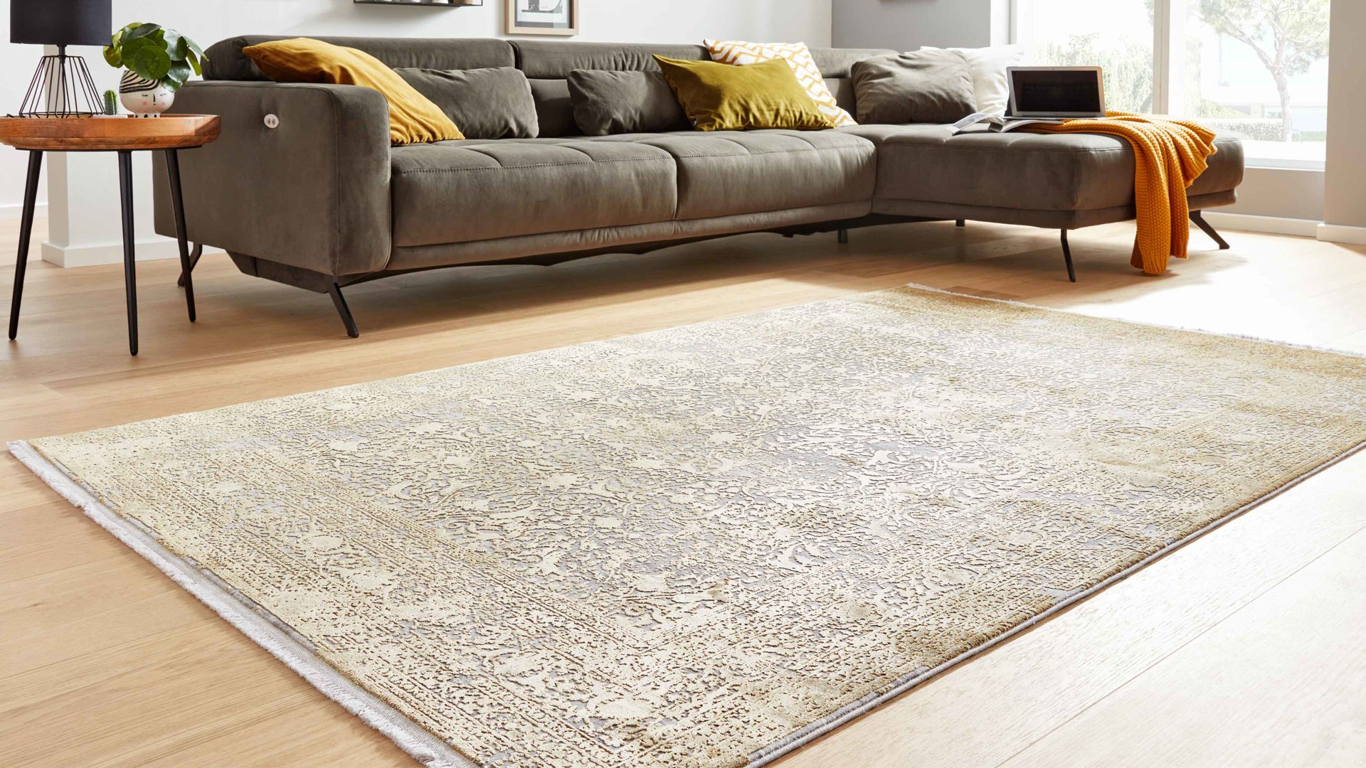 Webteppich Interliving aus Mischgewebe in Gold Interliving Teppich Serie L-8710 Gold – ca. 240 x 340 cm