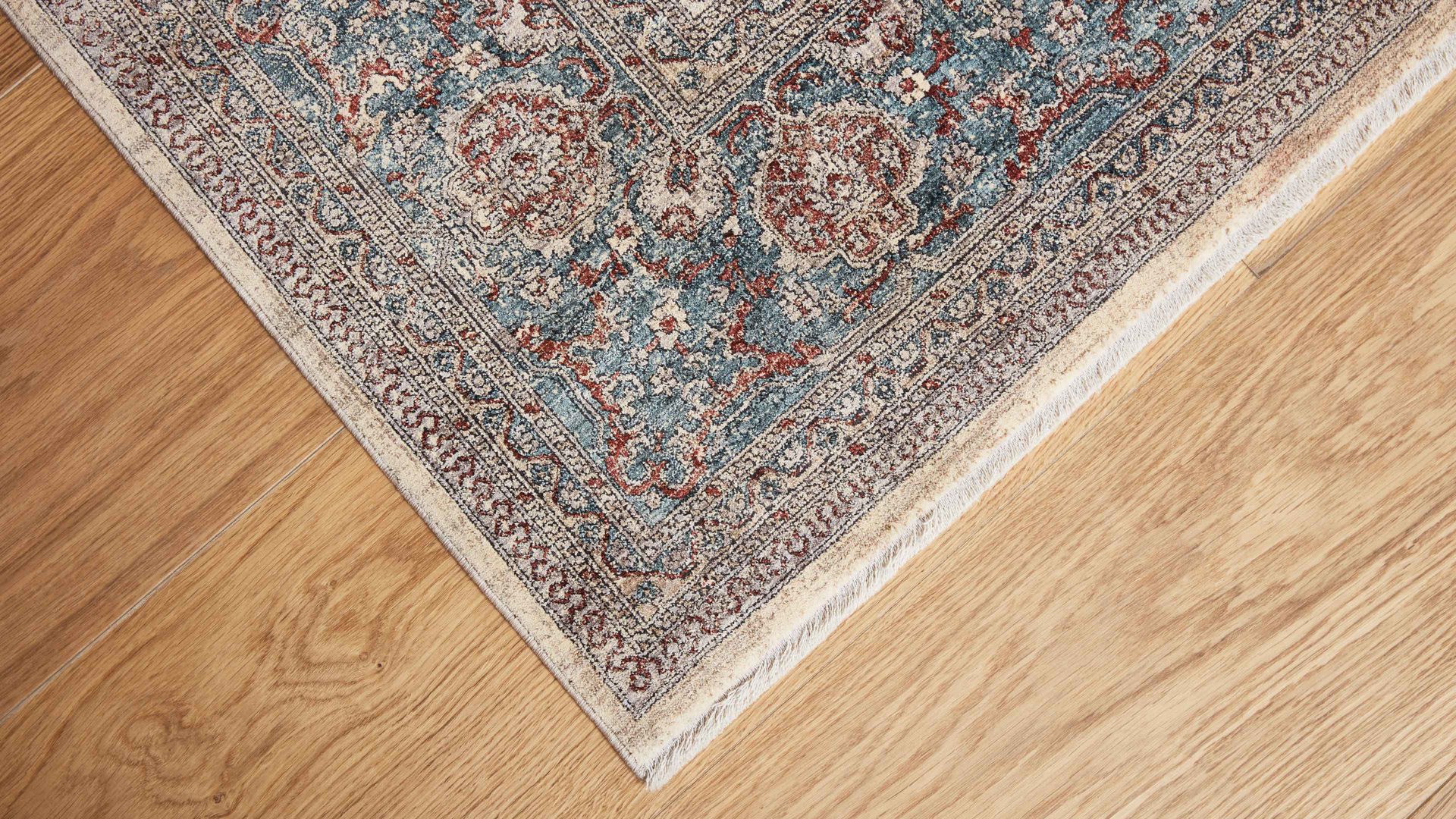 Webteppich Interliving aus Kunstfaser in Blau Interliving Teppich Serie L-8720 Creme-Blau – ca. 140 x 200 cm