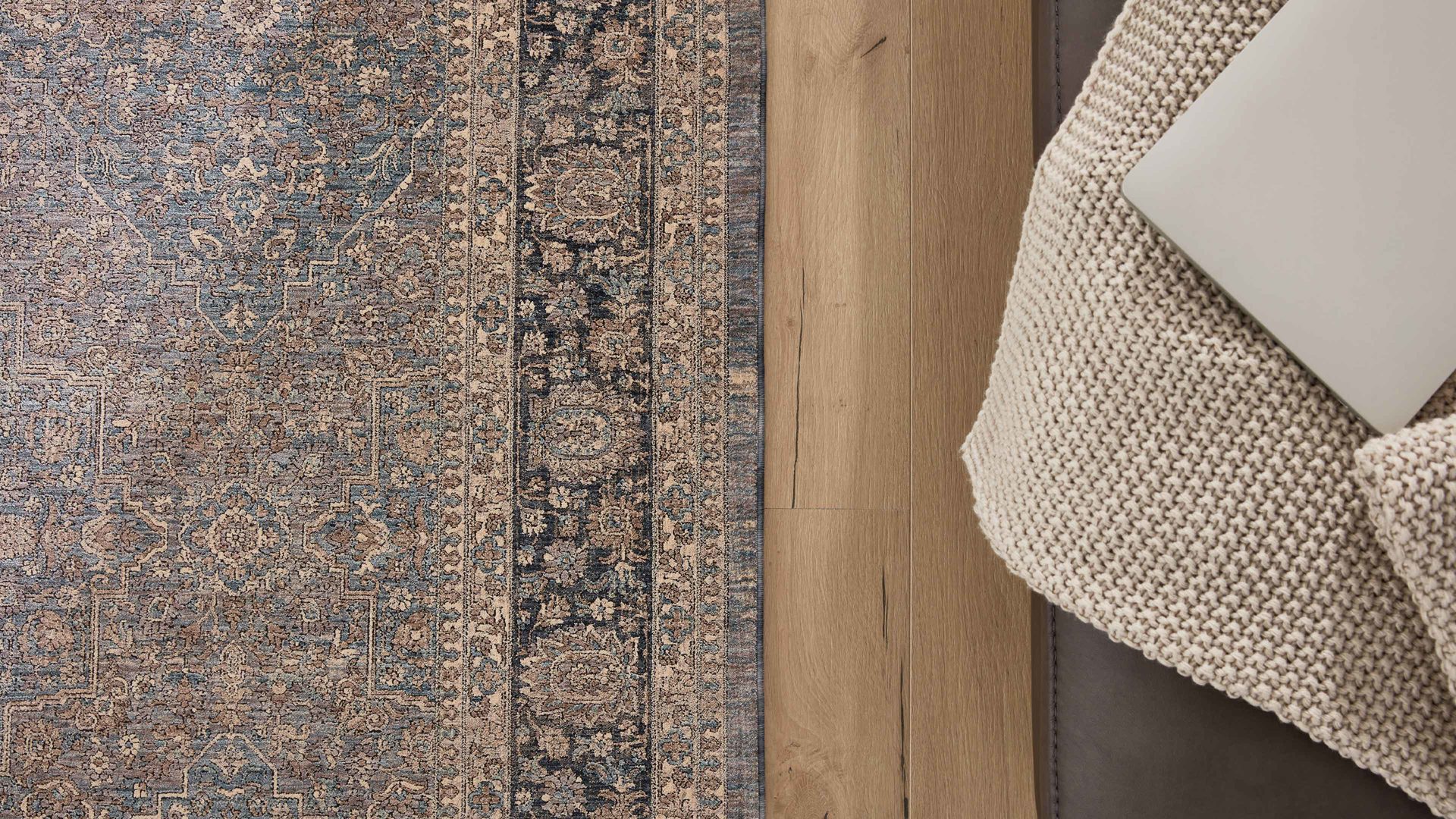 Webteppich Interliving aus Kunstfaser in Blau Interliving Teppich Serie L-8730 Blau-Blau – ca. 160 x 230 cm