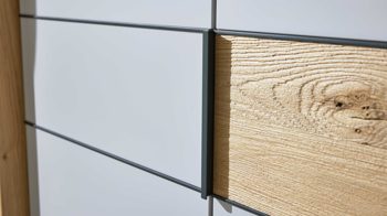 Kleiderschrank Interliving aus Holz in Grau Interliving Kleiderschrank Serie 1207 – Kleiderschrank 975300 Taupe & Balkeneiche - sechs Türen, Breite ca. 299 cm