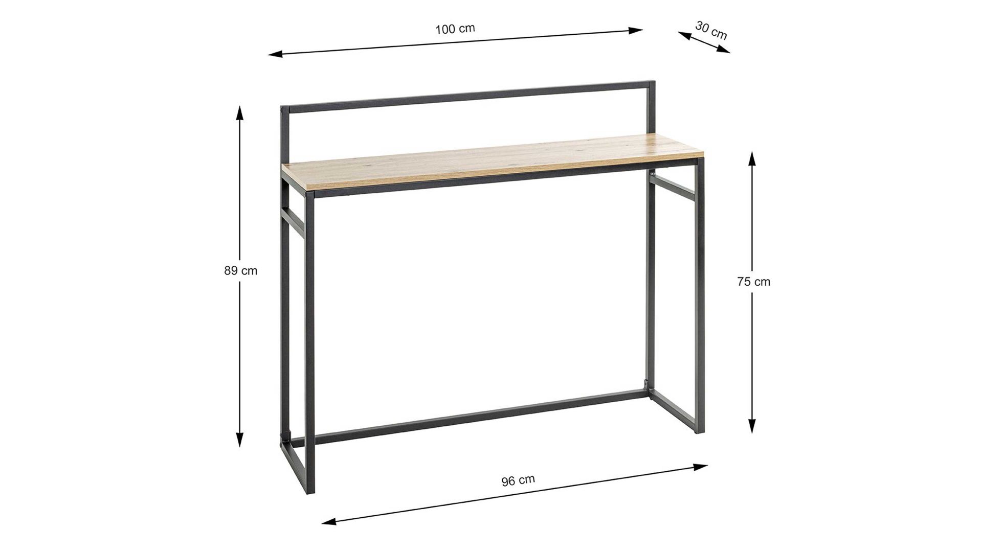 Konsole Haku aus MDF in Holzfarben Konsole Artisan Eiche & schwarzes Metall - Breite ca. 100 cm