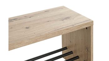 Schuhregal Haku aus MDF in Holzfarben Schuhbank Artisan Eiche &  schwarzes Metall - Breite ca. 80 cm