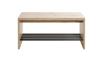 Schuhregal Haku aus MDF in Holzfarben Schuhbank Artisan Eiche &  schwarzes Metall - Breite ca. 80 cm