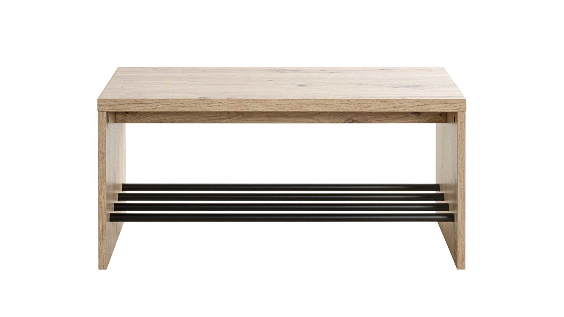 Schuhregal Haku aus MDF in Holzfarben Schuhbank Artisan Eiche &  schwarzes Metall - Breite ca. 80 cm