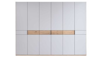 Kleiderschrank Interliving aus Holz in Hellgrau Interliving Kleiderschrank Serie 1207 – Kleiderschrank Satingrau & Wildeiche - sechs Türen, Breite ca. 269 cm