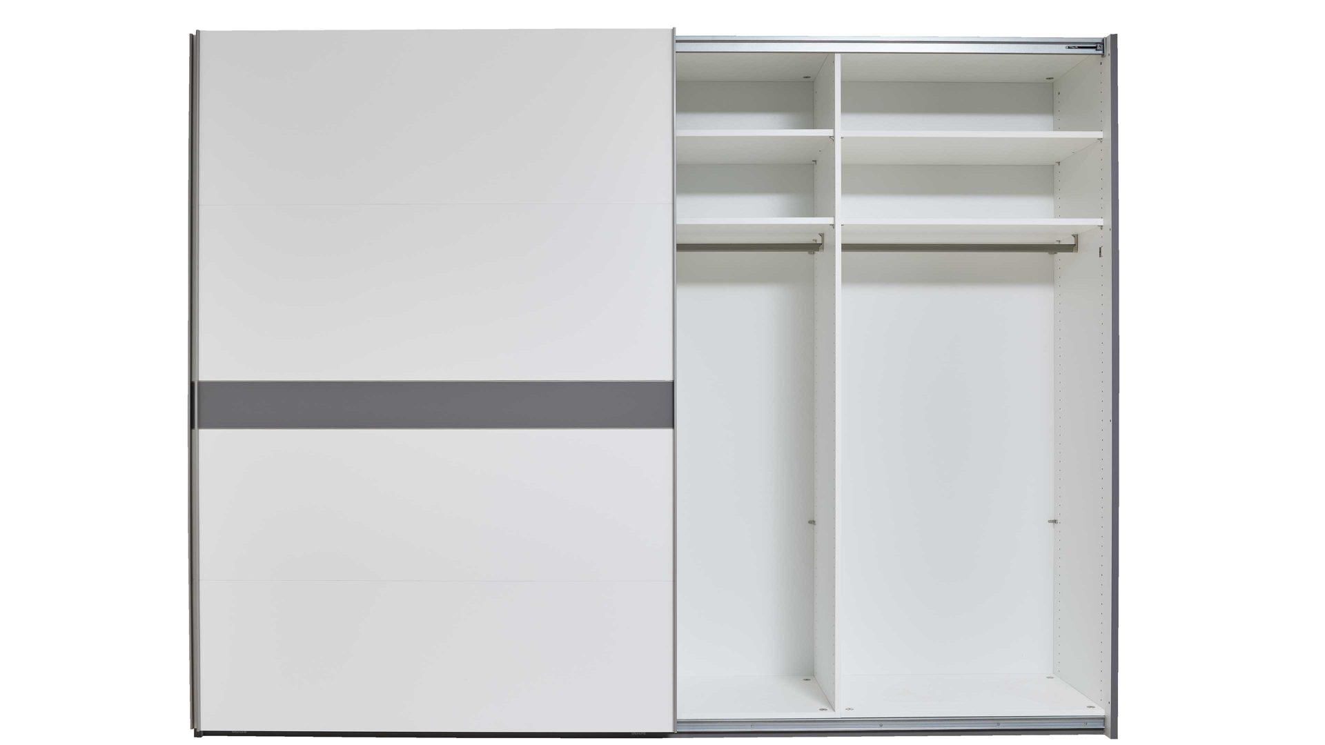 Kleiderschrank Interliving aus Holz in Weiß Interliving Kleiderschrank Serie 1207 – Schwebetürenschrank Weiß & Manhattan – zwei Türen, Breite ca. 301 cm