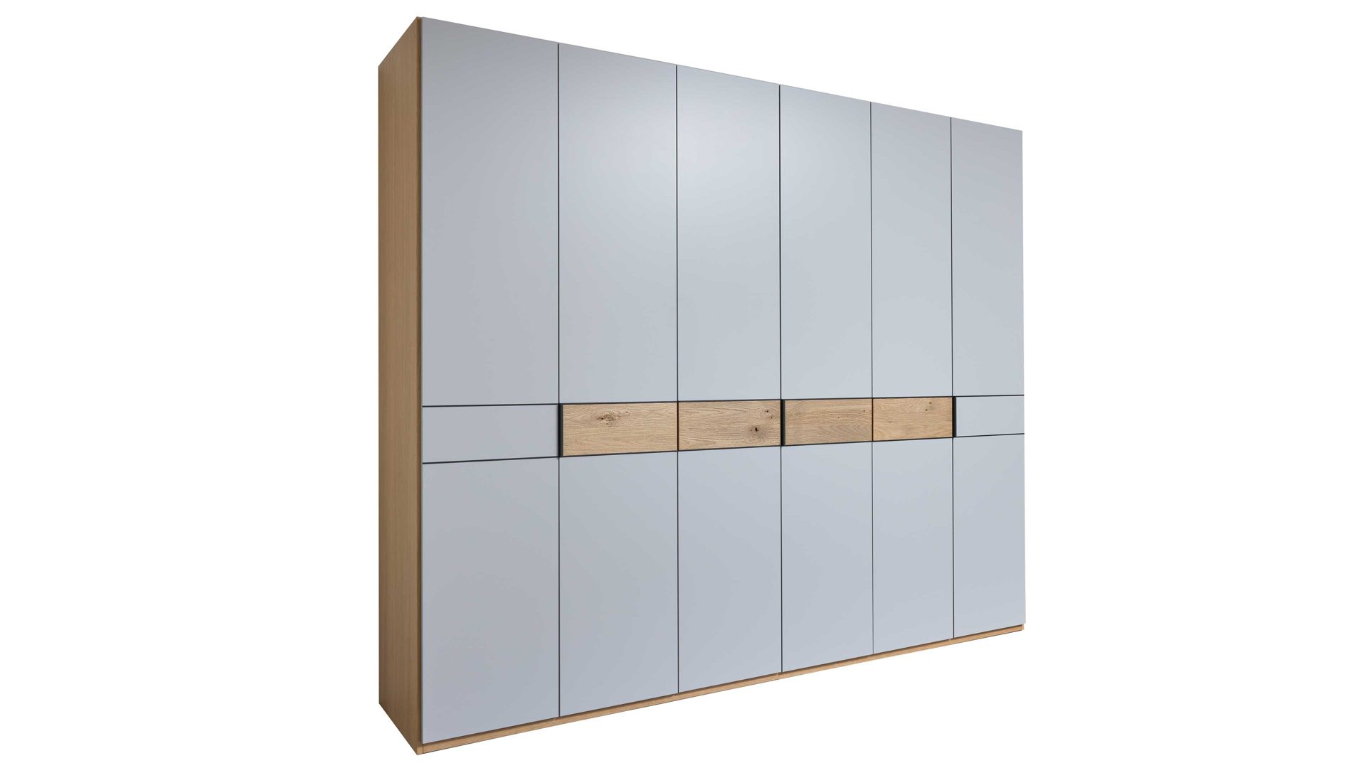 Kleiderschrank Interliving aus Holz in Grau Interliving Kleiderschrank Serie 1207 – Kleiderschrank 975300 Taupe & Balkeneiche - sechs Türen, Breite ca. 299 cm