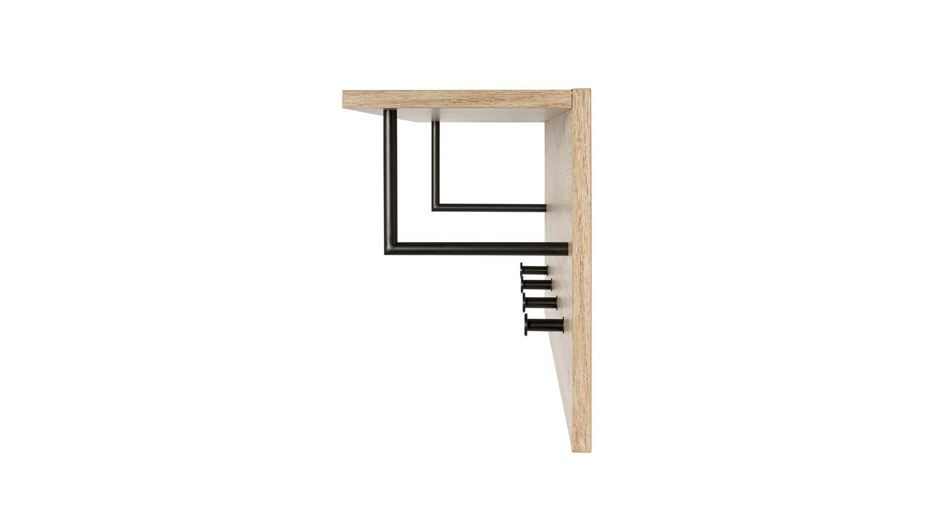Wandgarderobe Haku aus MDF in Holzfarben Wandgarderobe Artisan Eiche & schwarzes Metall, mit Ablage - ca. 80 x 30 cm