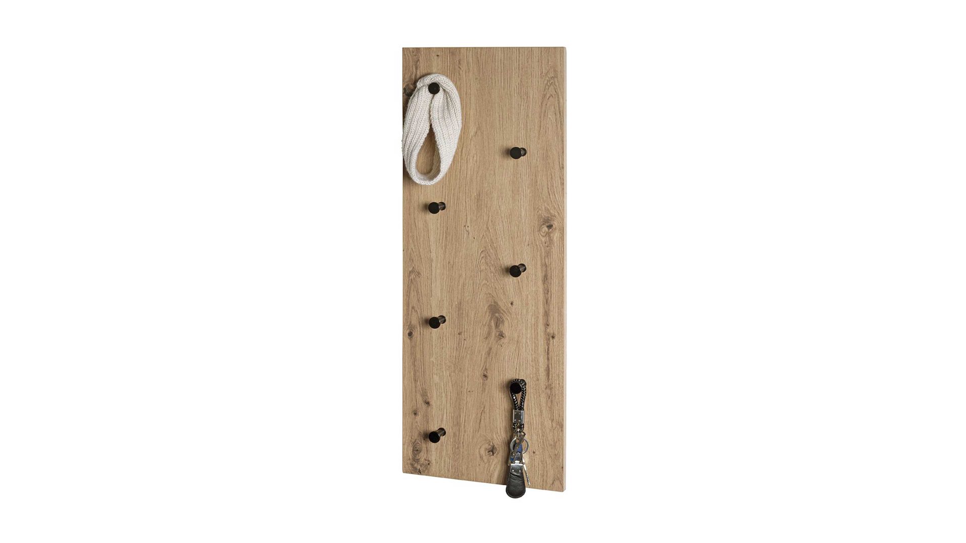 Wandgarderobe Haku aus MDF in Holzfarben Wandgarderobe Artisan Eiche & schwarzes Metall - ca. 80 x 30 cm