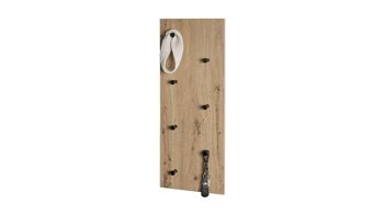 Wandgarderobe Haku aus MDF in Holzfarben Wandgarderobe Artisan Eiche & schwarzes Metall - ca. 80 x 30 cm